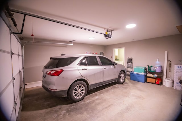 garage with a garage door opener