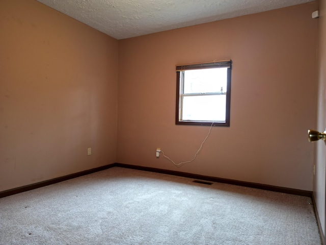 empty room featuring carpet floors and a textured ceiling