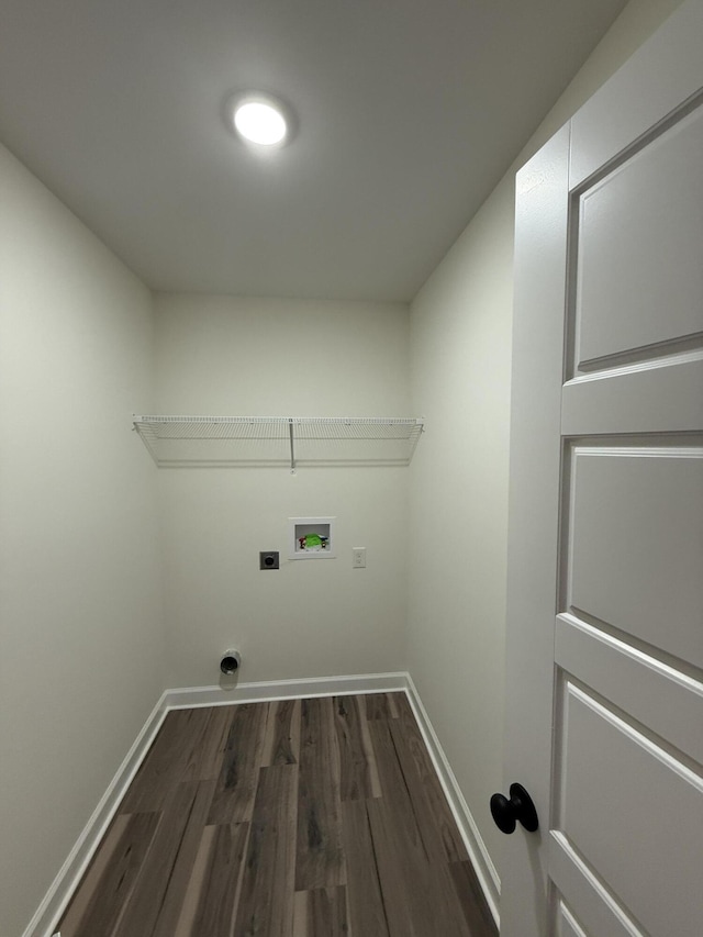 laundry area with washer hookup, dark hardwood / wood-style floors, and hookup for an electric dryer