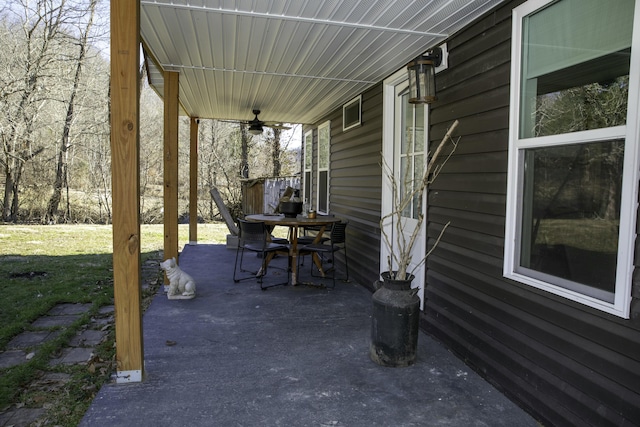 view of patio with ceiling fan