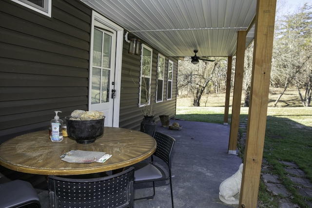 view of patio / terrace featuring ceiling fan