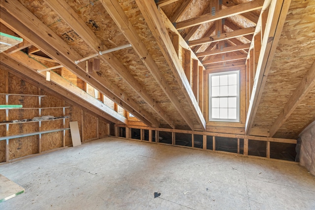 view of unfinished attic