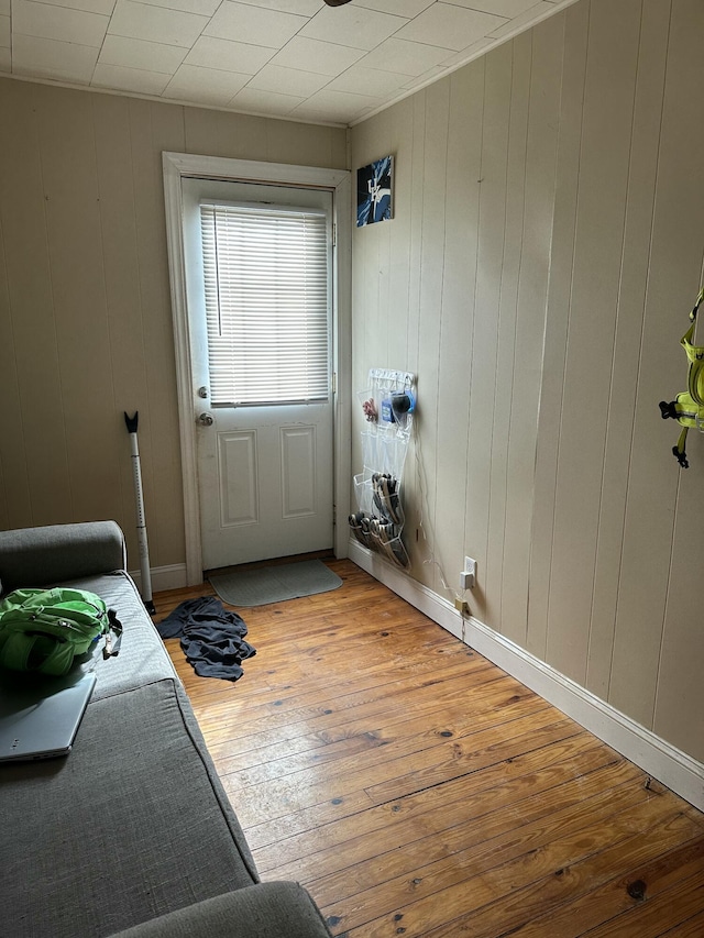 doorway to outside featuring hardwood / wood-style flooring