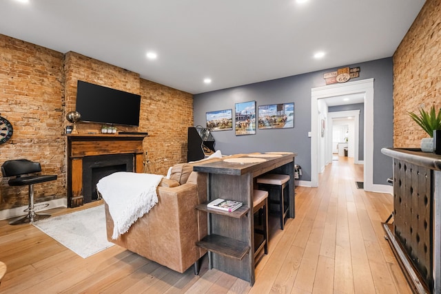 living room with light wood-type flooring