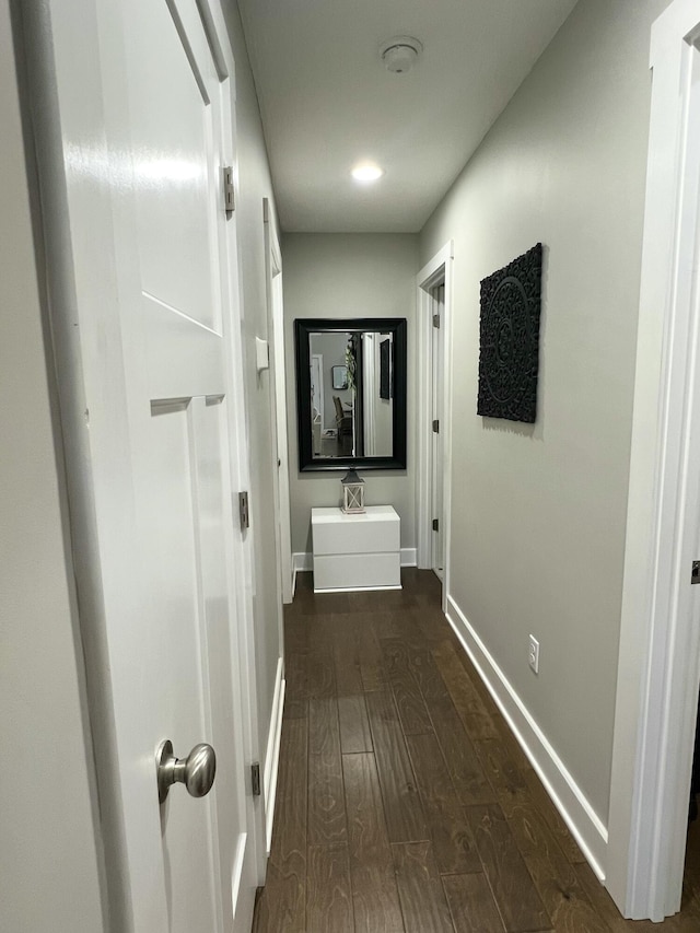 hall featuring dark hardwood / wood-style flooring