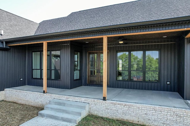 doorway to property with a patio