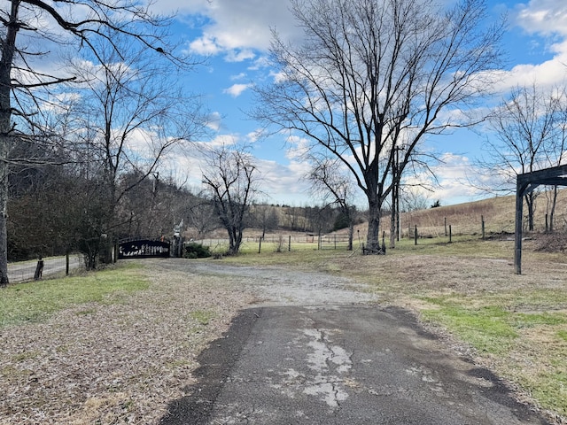 view of street with a rural view