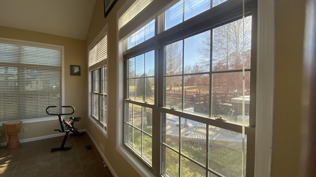 interior space with plenty of natural light and vaulted ceiling