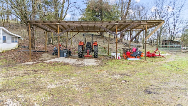 view of yard featuring a carport