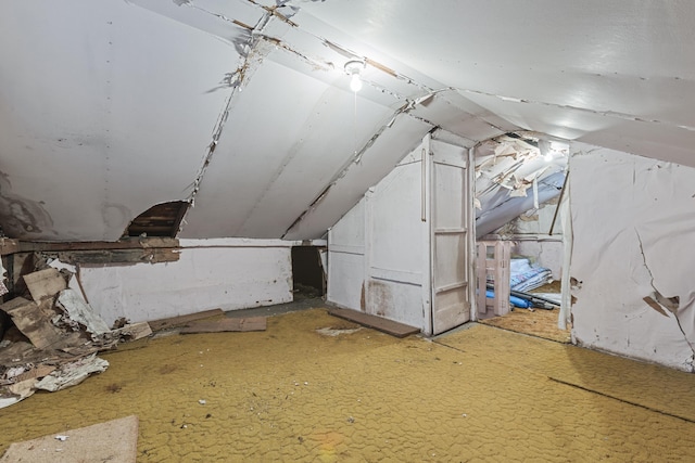 view of unfinished attic