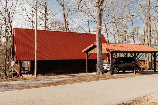 view of parking with a carport