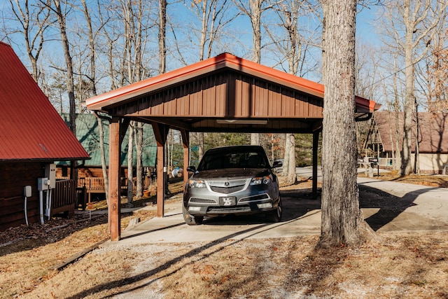 view of car parking featuring a carport