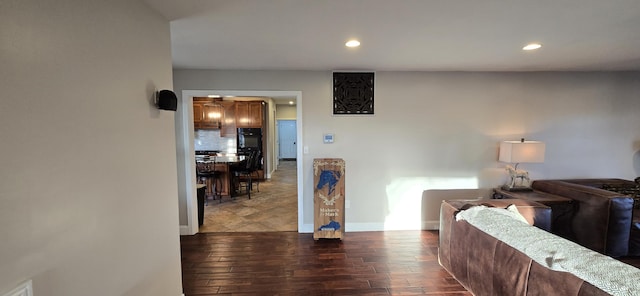 living room with hardwood / wood-style floors