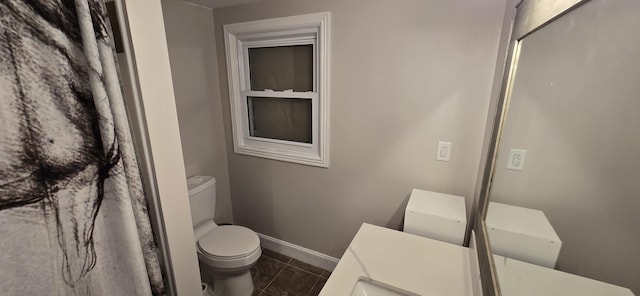 bathroom with tile patterned floors and toilet