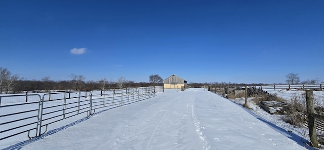 view of yard covered in snow