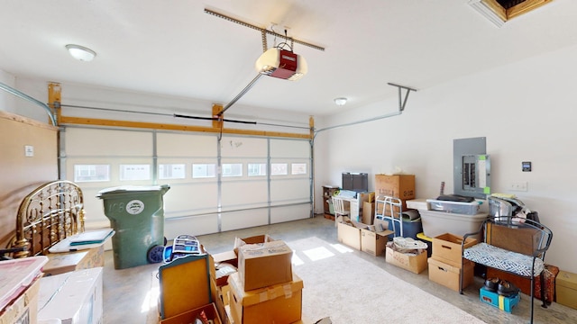 garage with a garage door opener