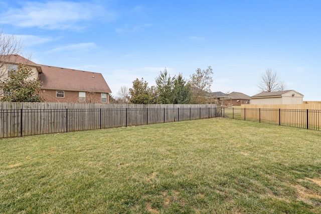 view of yard featuring a fenced backyard