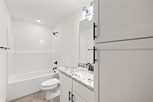 full bathroom with vanity, toilet, and shower / tub combination