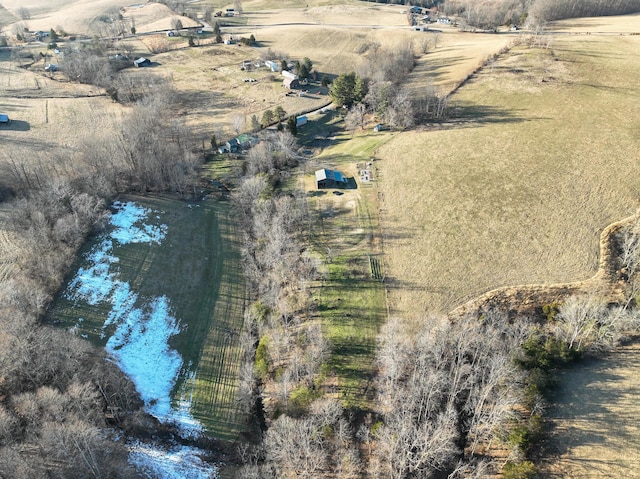 drone / aerial view with a rural view