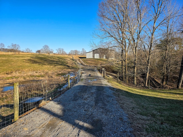 view of street featuring a rural view