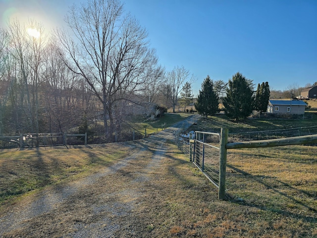 view of street with a rural view