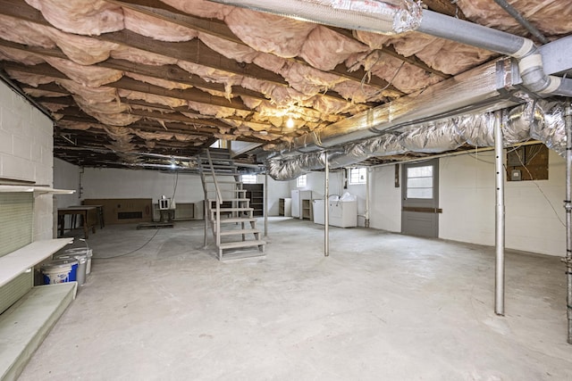 basement with independent washer and dryer