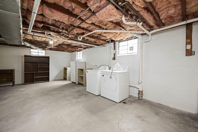 basement with washer and dryer