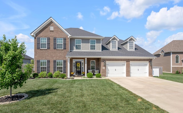 view of front of house featuring a garage and a front yard