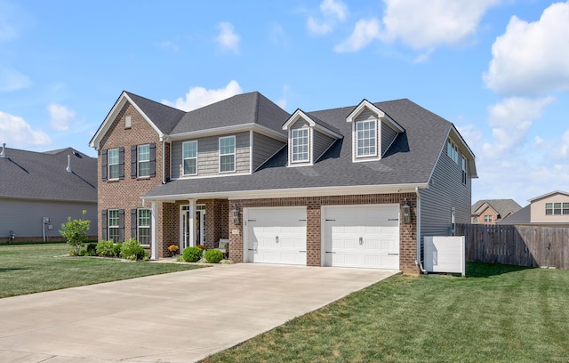 view of front facade featuring a garage and a front yard