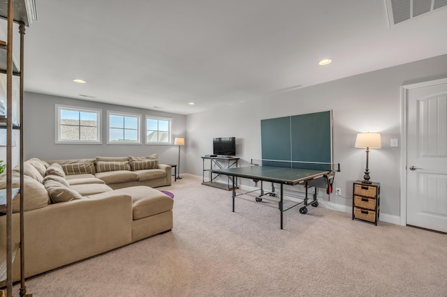 living room featuring carpet