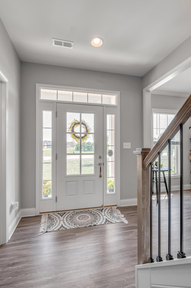 foyer featuring hardwood / wood-style floors