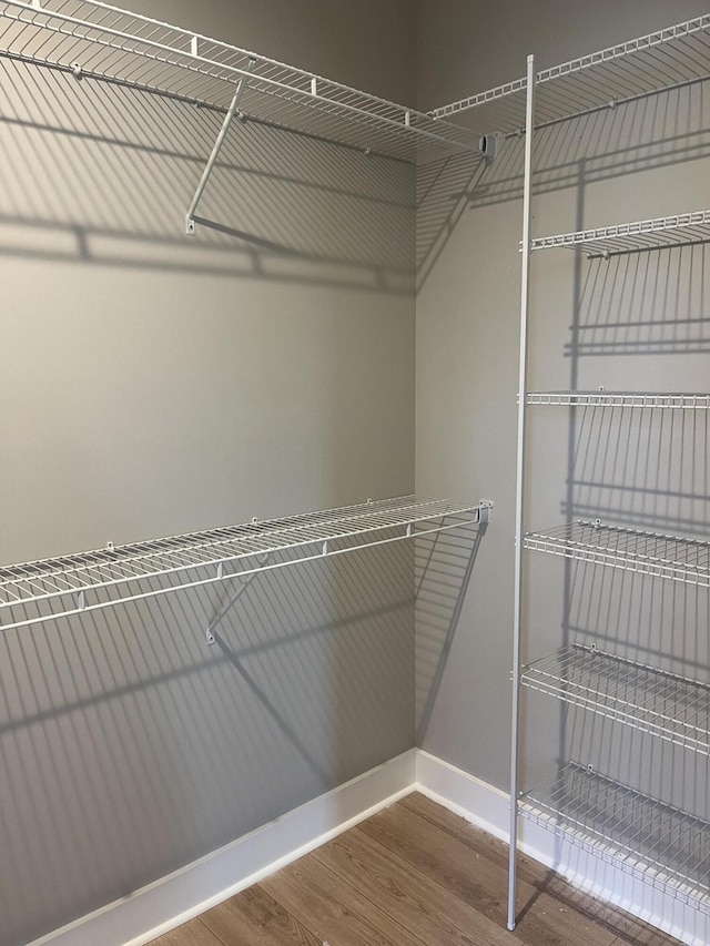 spacious closet with wood finished floors