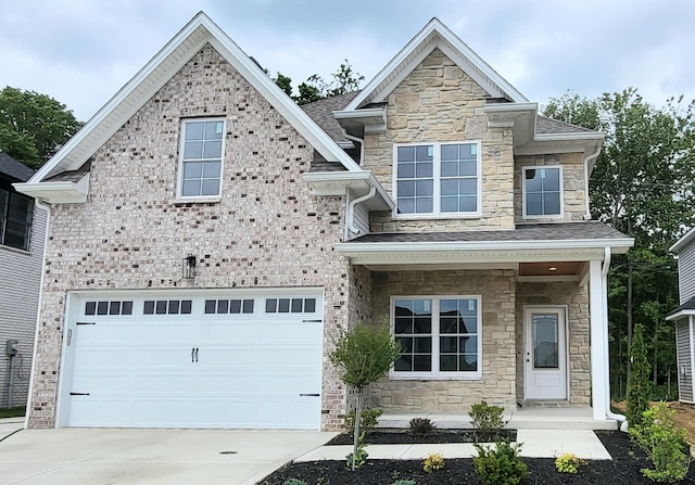 craftsman inspired home featuring a garage