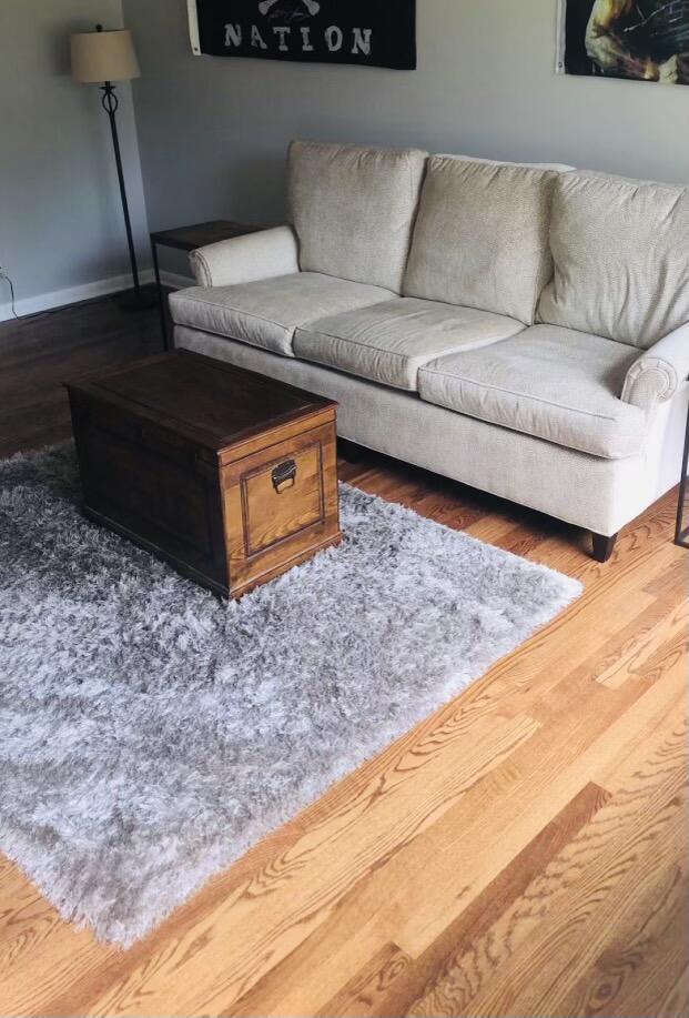 living room with dark wood-type flooring