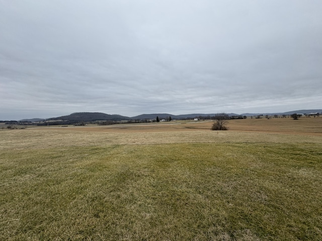 view of yard featuring a mountain view and a rural view