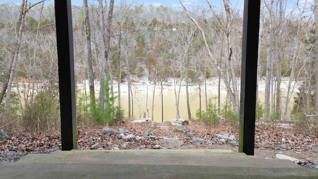 view of yard with a water view