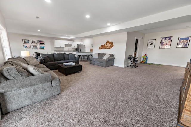 living room with carpet