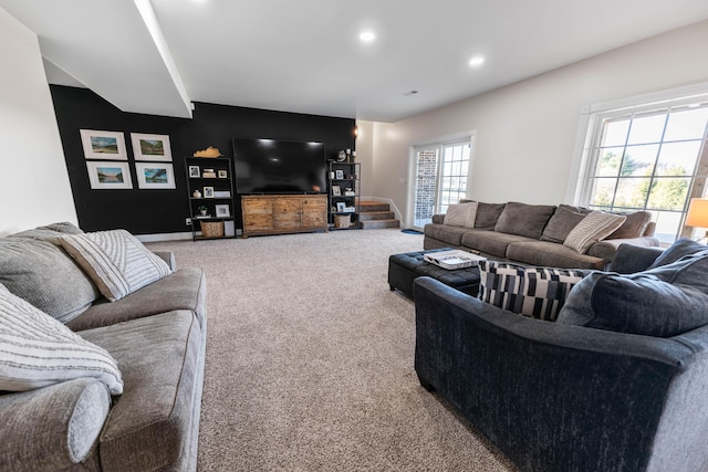 living room with carpet