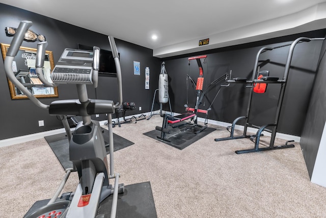 exercise room featuring carpet floors