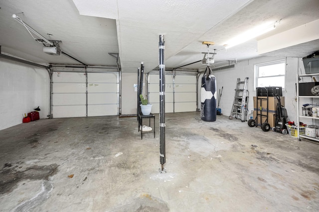 garage with a garage door opener