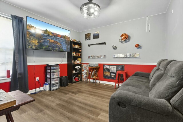 living room with hardwood / wood-style floors