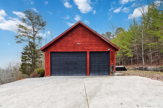 view of garage