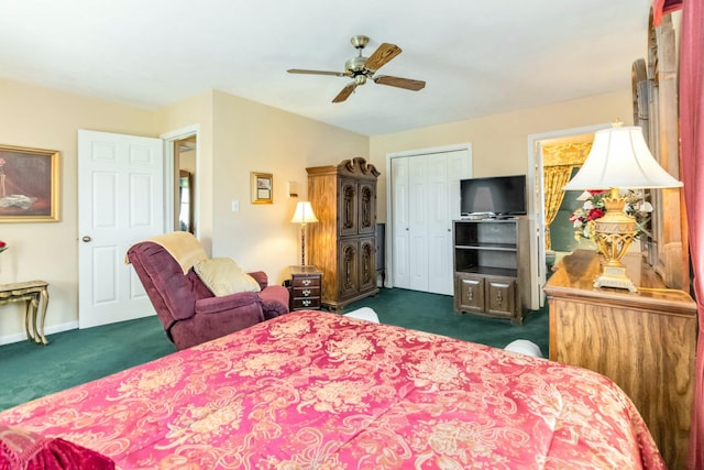 125 Thomas St, Somerset, KY 42503 - bedroom featuring dark carpet, a closet, a ceiling fan, and baseboards