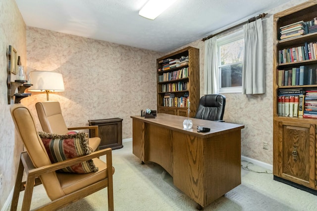 125 Thomas St, Somerset, KY 42503 - office with wallpapered walls, baseboards, and light carpet