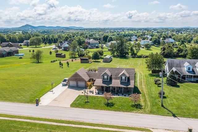 aerial view featuring a mountain view