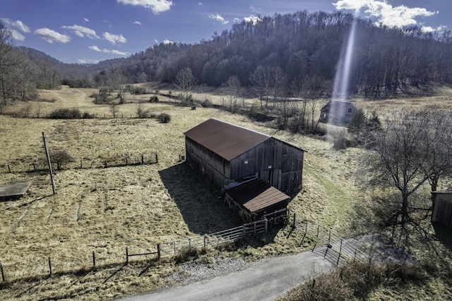 aerial view featuring a rural view