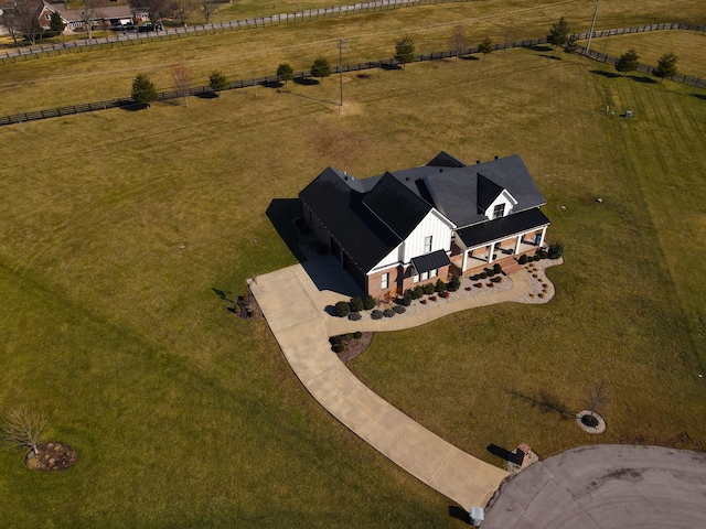 drone / aerial view featuring a rural view