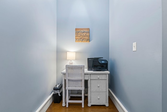 home office featuring hardwood / wood-style flooring