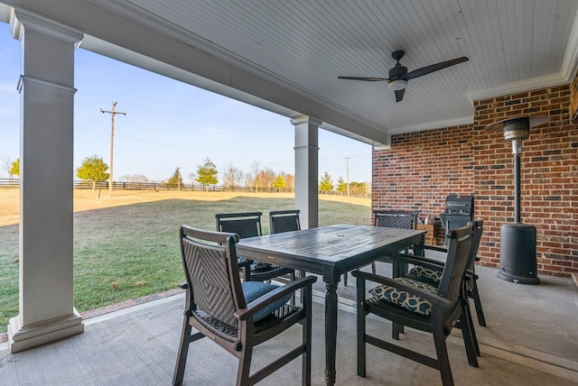 view of patio / terrace with ceiling fan