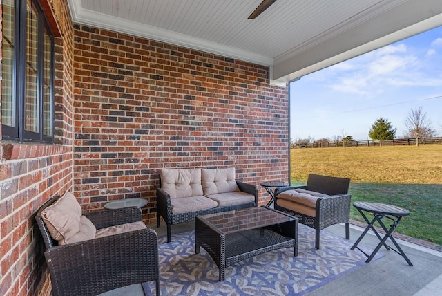 view of patio featuring an outdoor living space